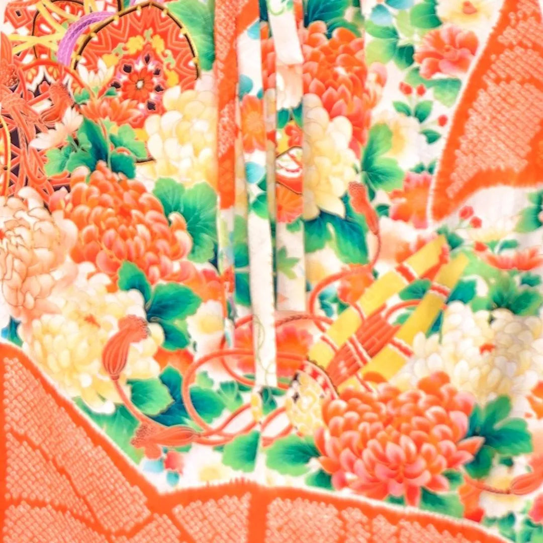 Kimono Dress|Lined Orange Shibori Floral A-Line Maxi Dress