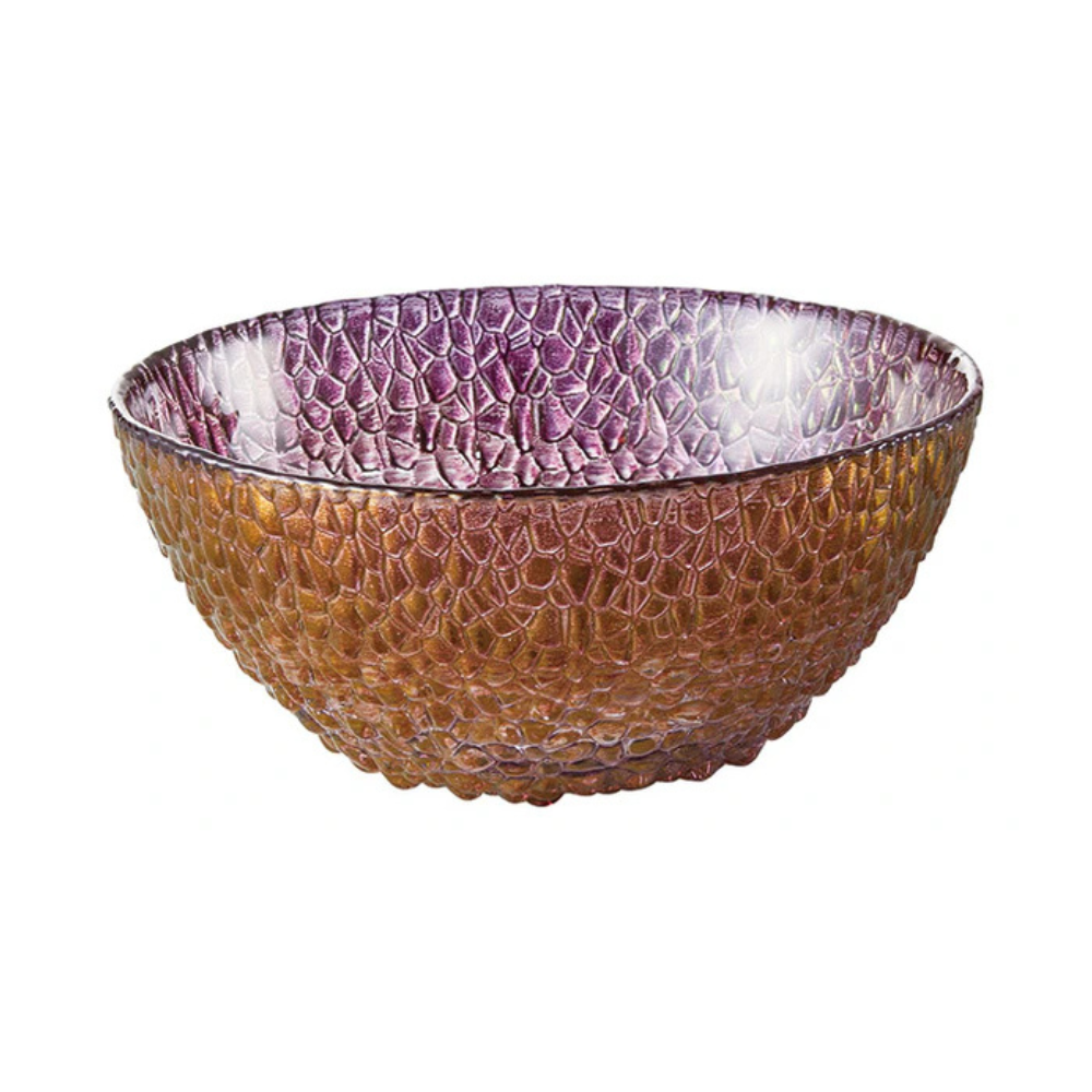 Glamour Gold Amethyst Jewel-Inspired Glass Bowl