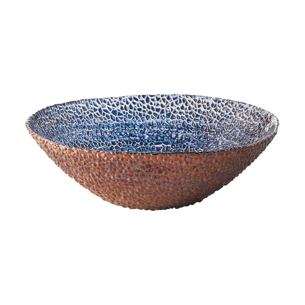 Glamour Bronze Sapphire Jewel-Inspired Glass Bowl
