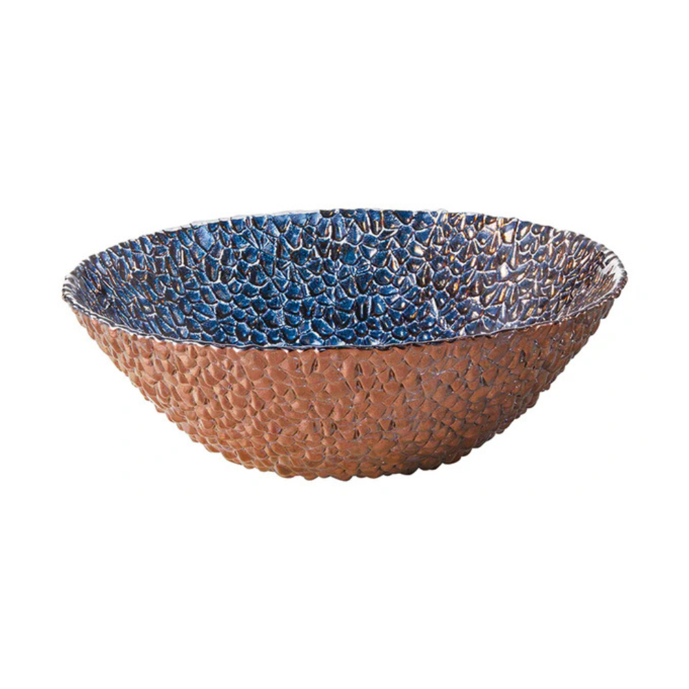 Glamour Bronze Sapphire Jewel-Inspired Glass Bowl