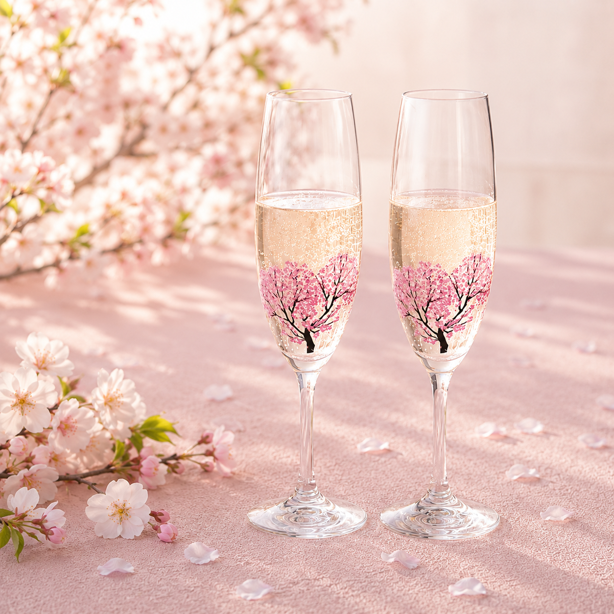 Sakura Color changing Champagne Glasses