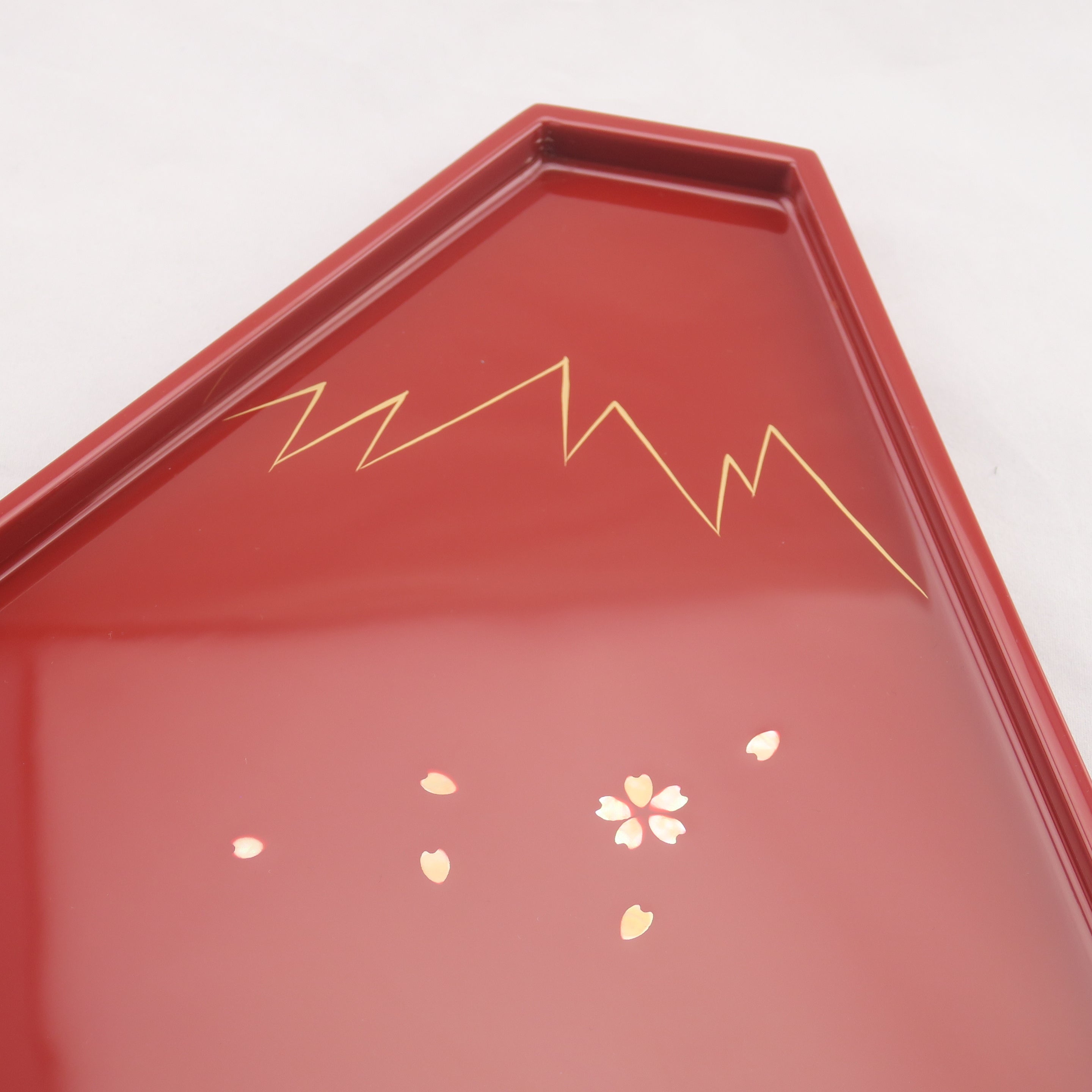 Fuji Sakura Red Lacquer Fuji Tray