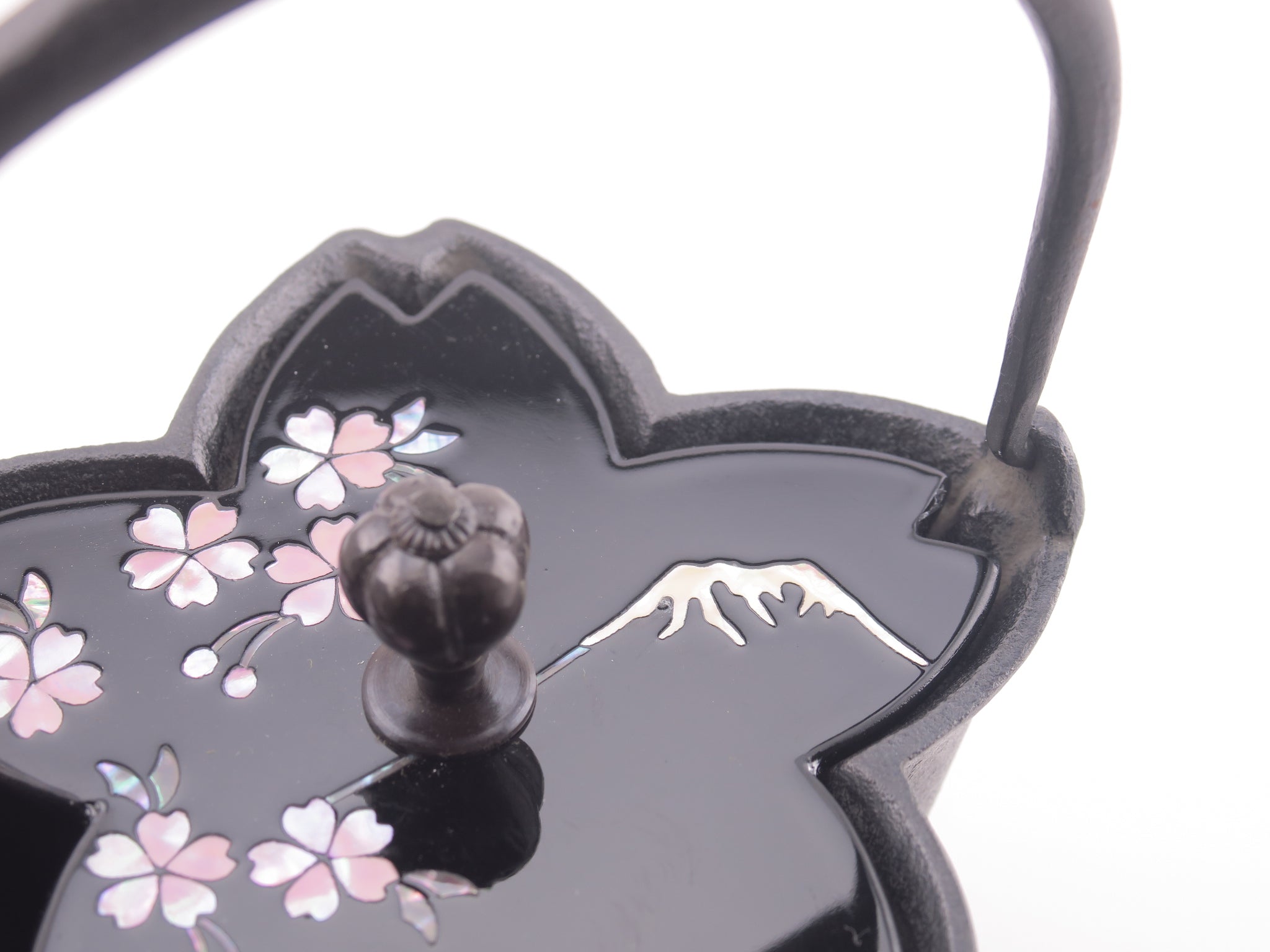 Fuji Sakura Black Lacquer Iron Sake Pitcher