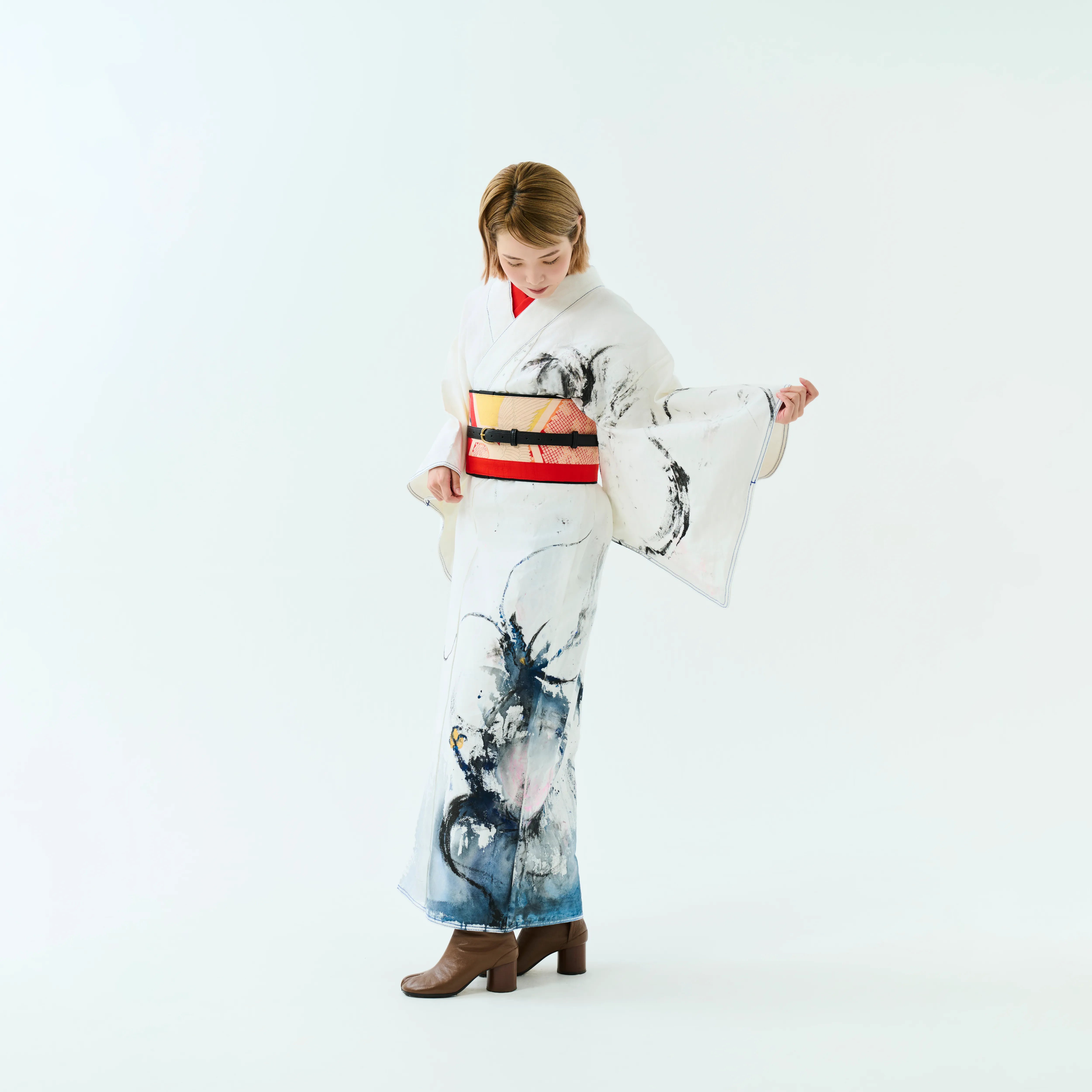 Denim Kimono sumi-e Art