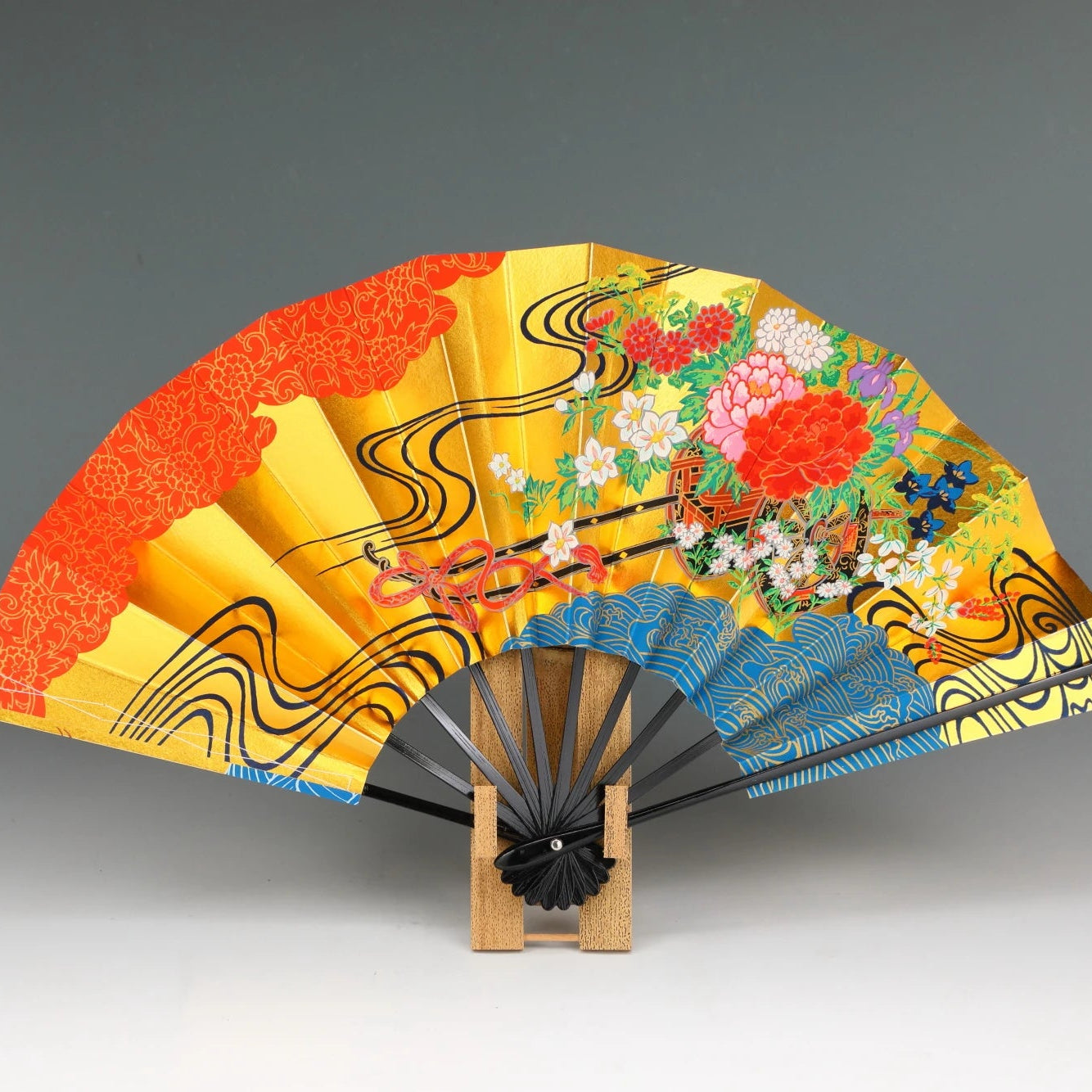 飾り扇｜花車と羽ばたく鶴 - 正面