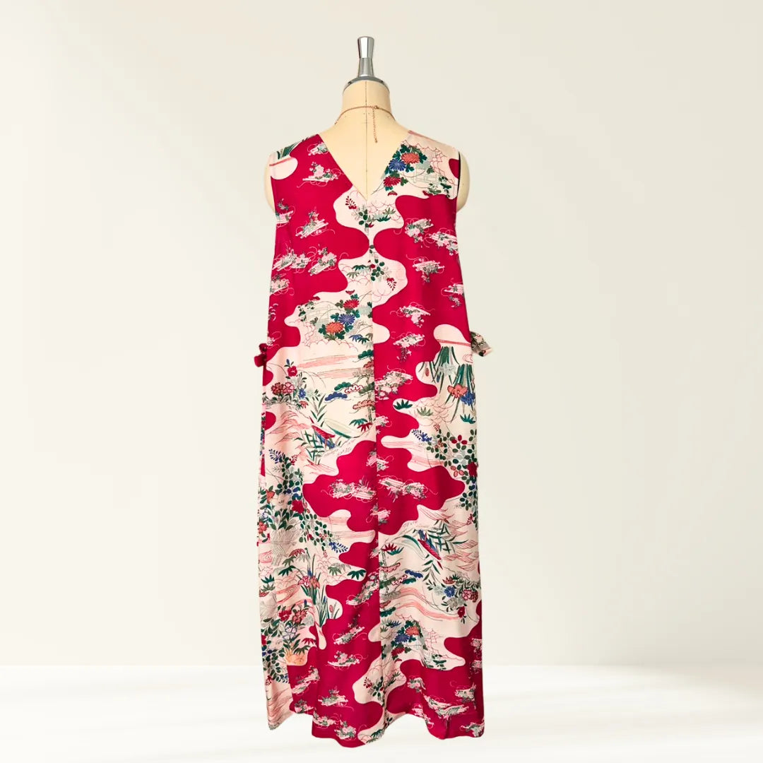 Kimono Dress｜Opera Pink Botanical A-Line Maxi Dress