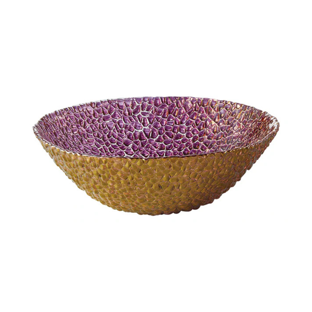 Glamour Gold Amethyst Jewel-Inspired Glass Bowl