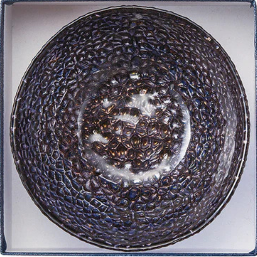 Glamour Bronze Sapphire Jewel-Inspired Glass Bowl