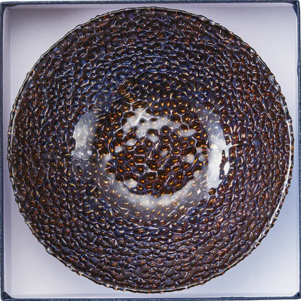 Glamour Bronze Sapphire Jewel-Inspired Glass Bowl