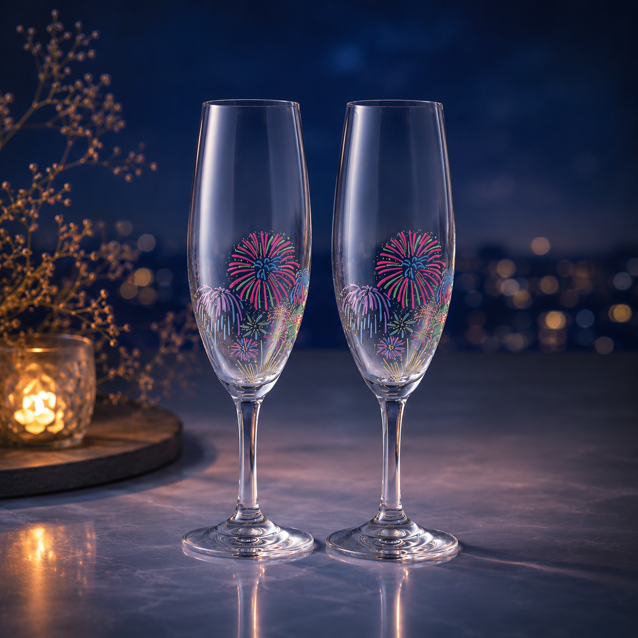 Hanabi Color changing Champagne glasses