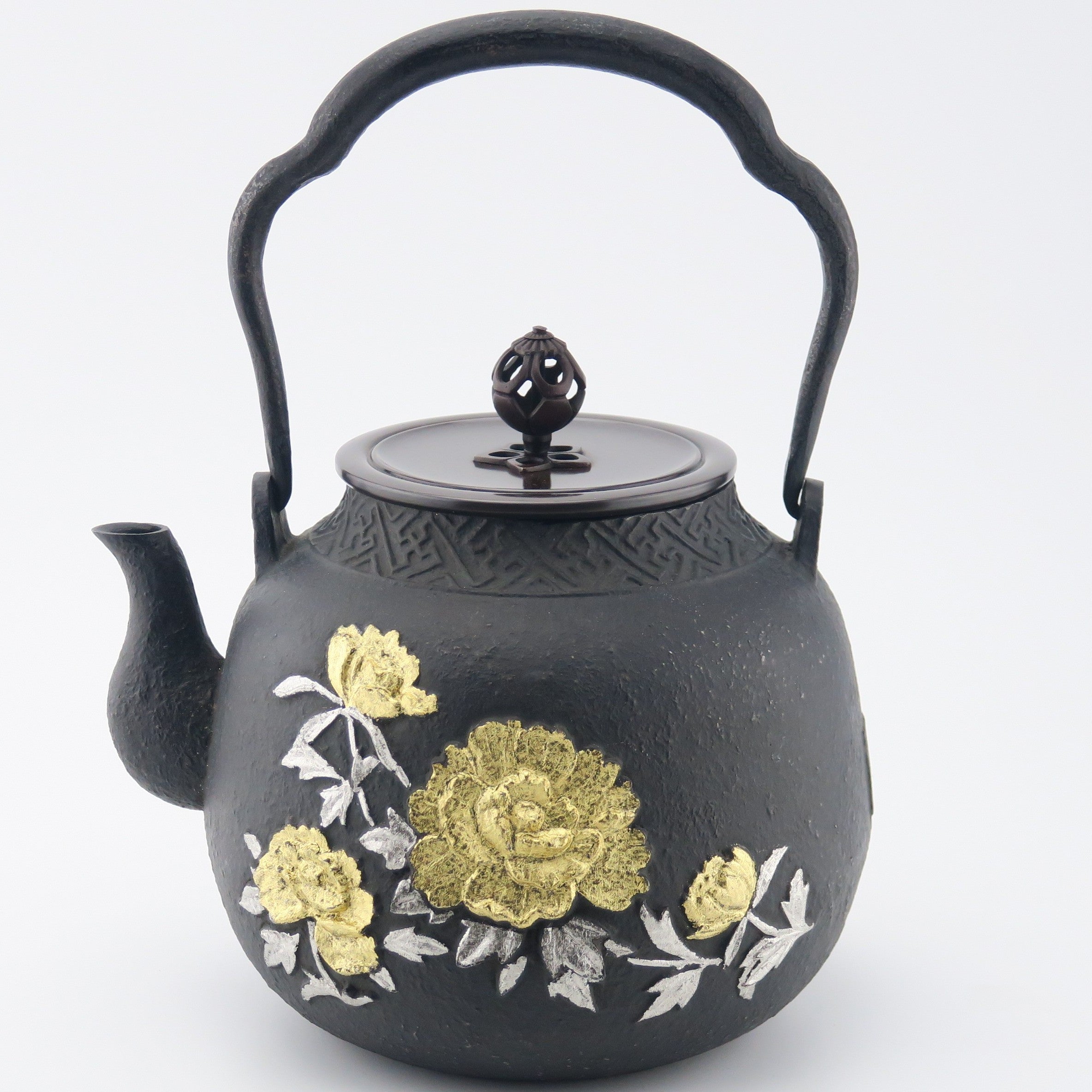Chinese Lion and Peony Inlay Tetsubin
