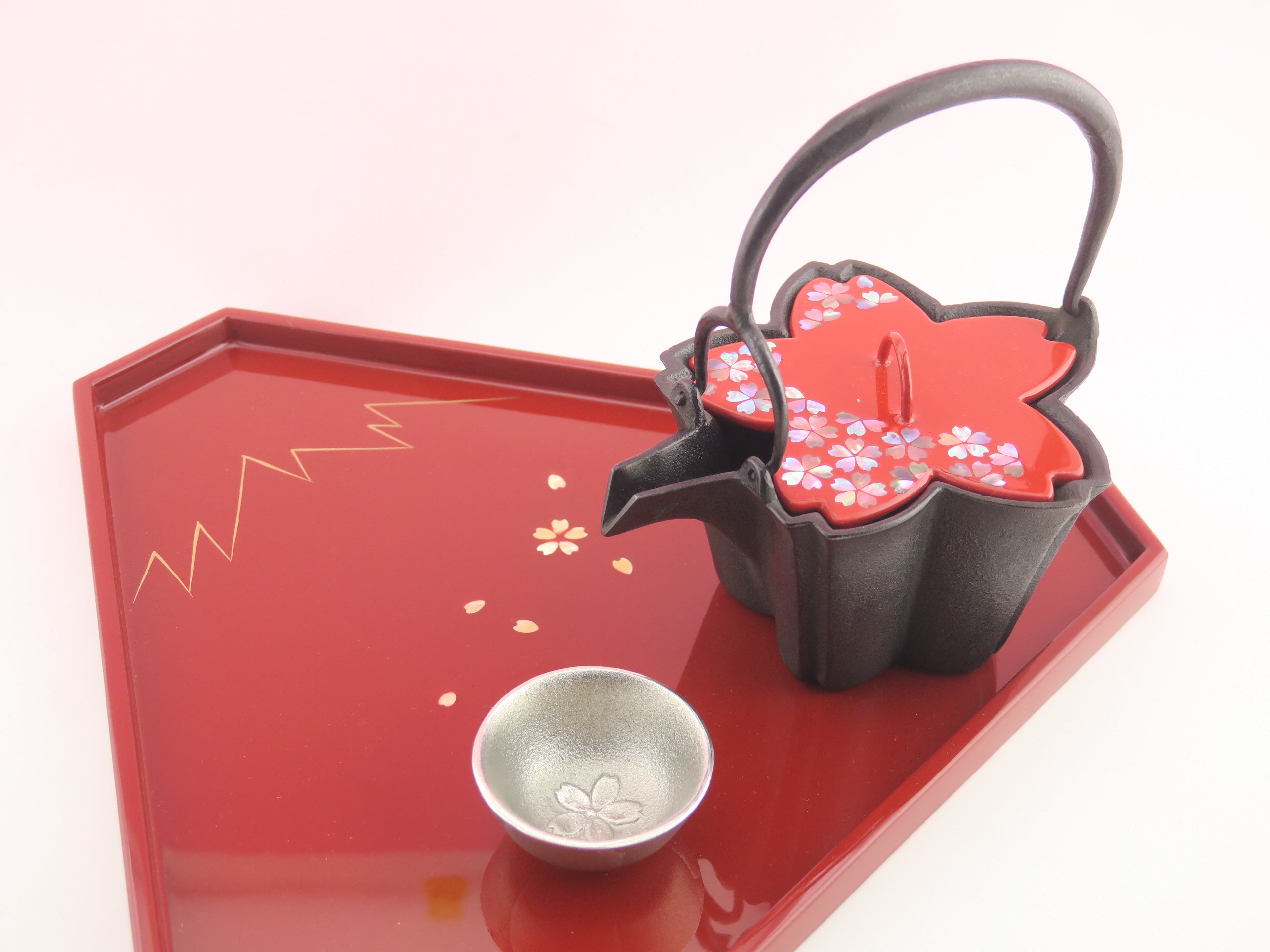 Fuji Sakura Red Lacquer Fuji Tray