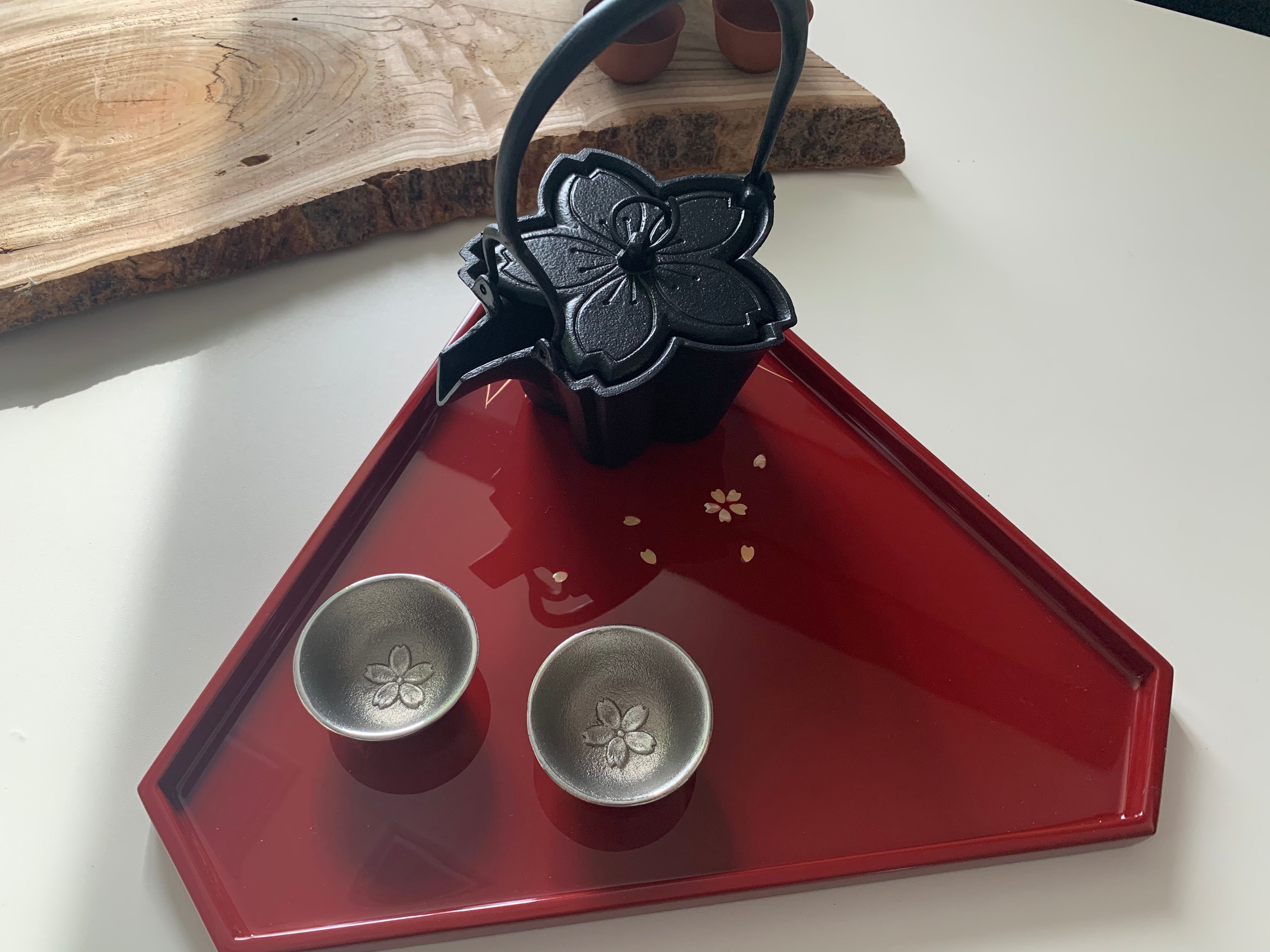 Fuji Sakura Black Lacquer Iron Sake Pitcher