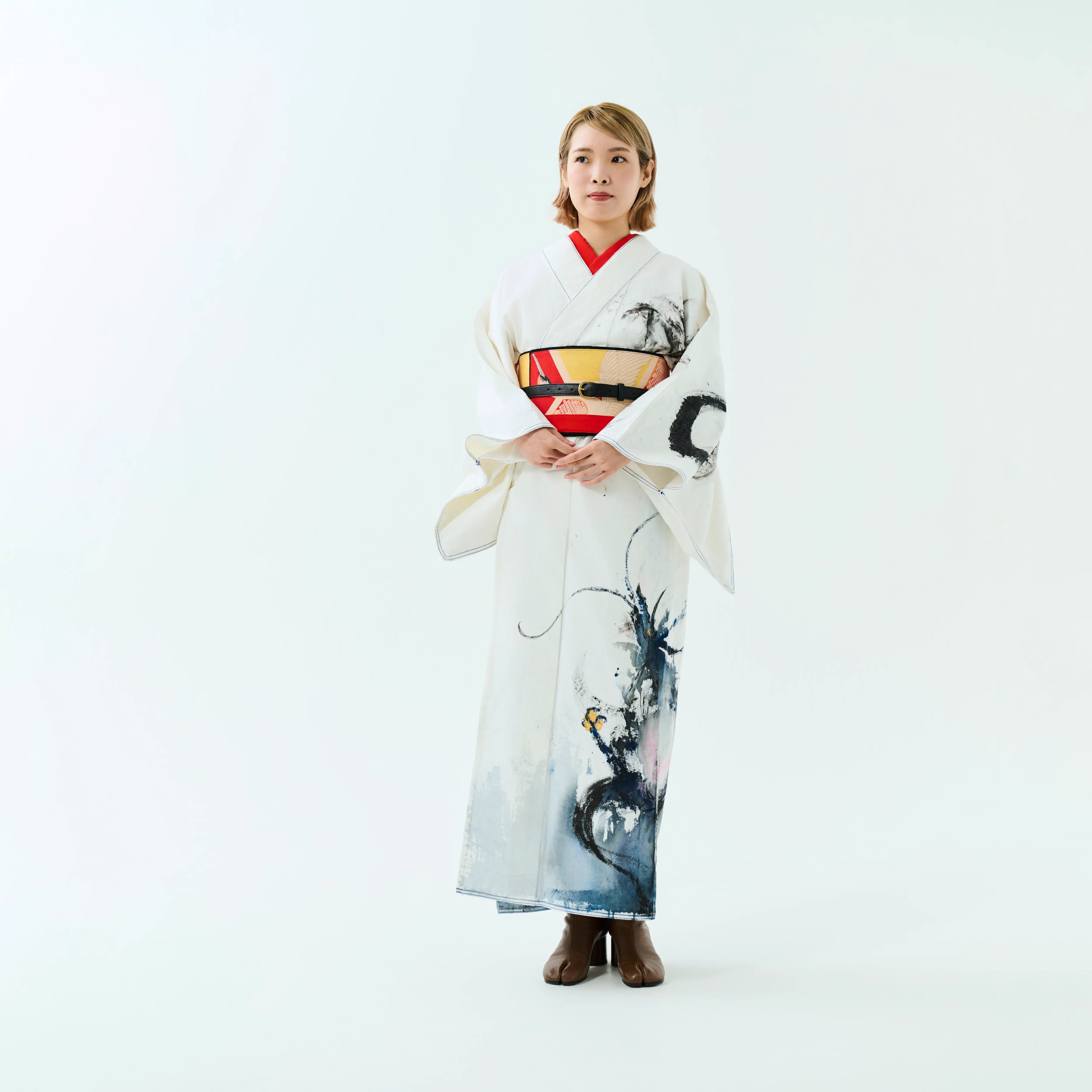 Denim Kimono sumi-e Art