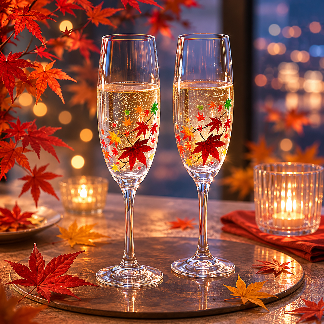 Momiji Color changing Champagne glasses