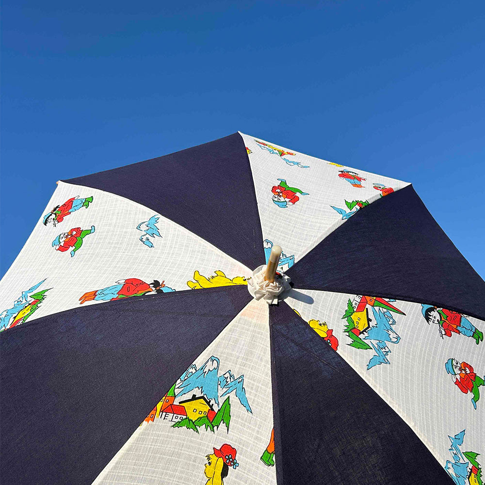 YUKATA Parasol | Handcrafted from a Yukata Fabric Bolt (Patterned White & Navy)