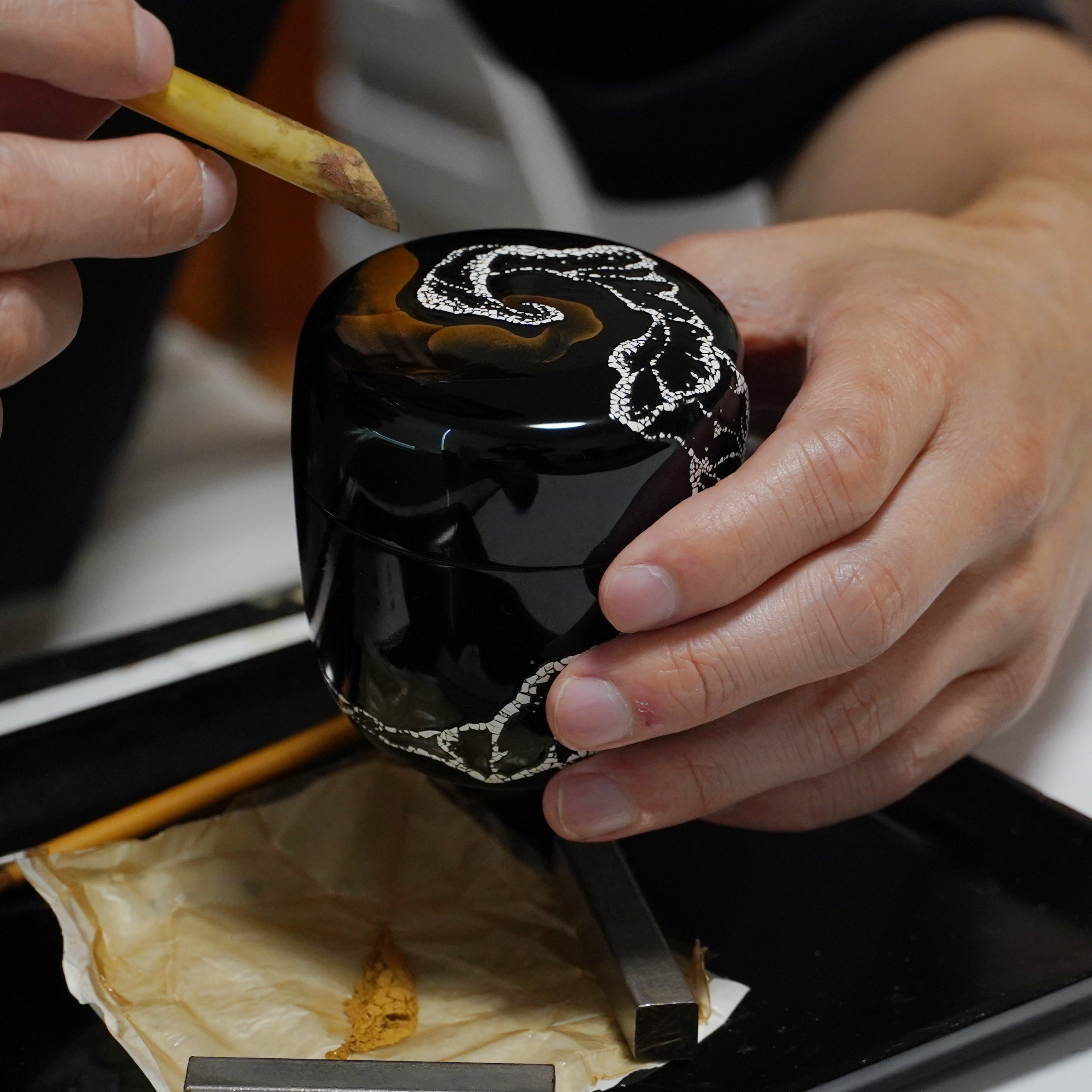 Medium Natsume, Eggshell Lacquer and Gold Maki-e
